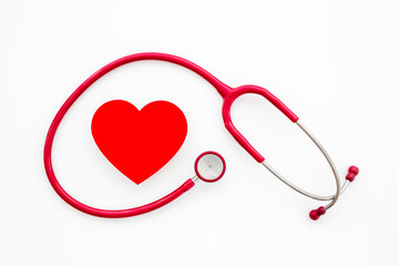 Red heart and medical stethoscope, medical and health care concept