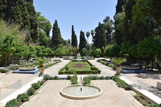 fountain in the park "Jnan Sbil", the green heart of the old town of Fes, Morocco