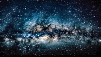 Fototapeta premium Night Landscape: Exploring the Beautiful and colorful Milky Way Galaxy in the Background