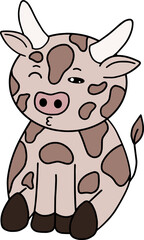 Cow with face expression, emotion, vector art