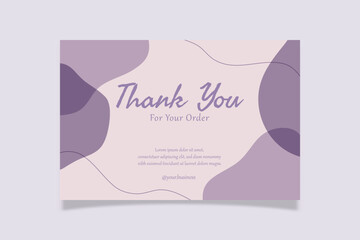 Beautiful Thank You Card Purple Pastel Design Template. Suitable For Online Business Fashion, Beauty, Cosmetic, Food Cake, Etc