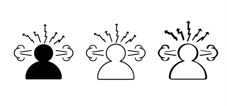 Profile with very angry person. Cartoon aggressive pose, anger, rage or anxiety. angry man expressing. Bad emotion. Unhappy, enraged person. People under stress.