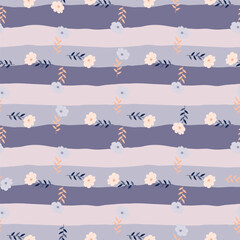 Simple stylized flower seamless pattern. Decorative naive botanical backdrop.