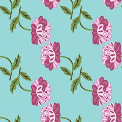 Cute retro flower seamless pattern. Hand drawn floral endless background.