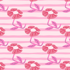 Contemporary cute stylized flowers seamless pattern. Decorative naive style botanical wallpaper.
