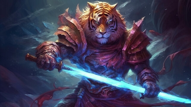 tiger in the night, a warriror tiger in the space, generative ai