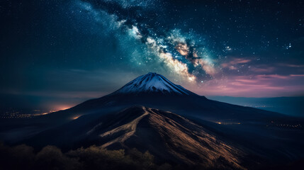 Captivating the Star is colorful at Night Landscape, Exploring the Majestic Beauty of Mountains and the Milky Way Galaxy