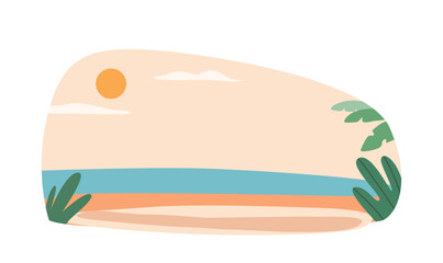 Serene Seaside Landscape, Bathed In Sunlight, Adorned With Lush Green Leaves, Offering A Peaceful And Picturesque View