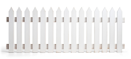 new white painted wooden fence on transparent background, png