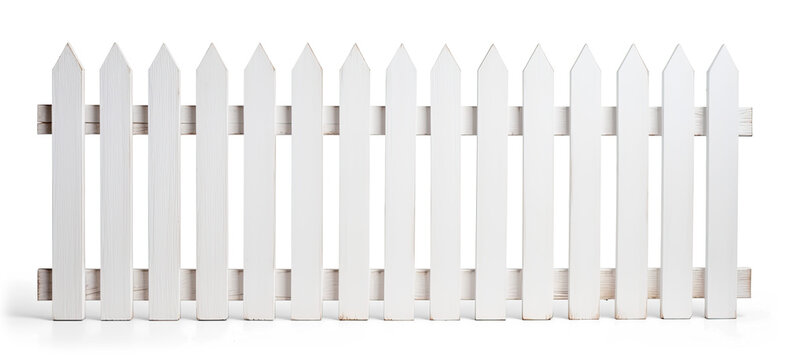 new white painted wooden fence on transparent background, png