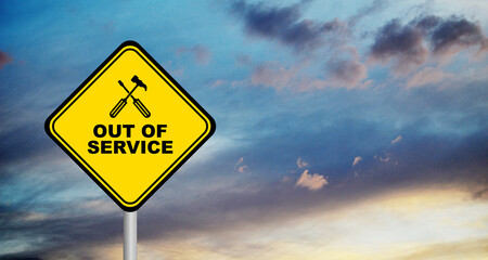 Out of service sign on sky background
