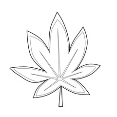 Marijuana leaf. Coloring. Black outline on a white background.
