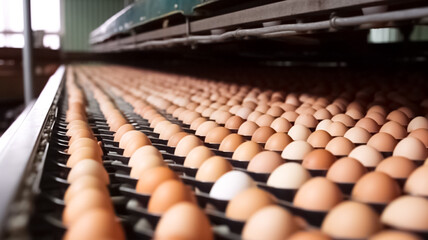 Egg factory industry poultry conveyor production.
