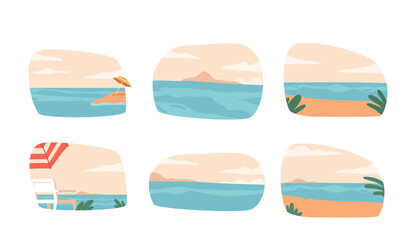 Set Picturesque Landscapes With A Serene Seaside Under The Warm Sun, Adorned With Lush Green Leaves, Daybed or Umbrella