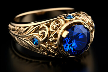 A blue sapphire is displayed on a white surface high res Neelam stone, Beautiful ring
