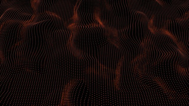 Wave of interlacing points and lines. Abstract background. Technological style. Big data. 3d rendering. Seamless loop.