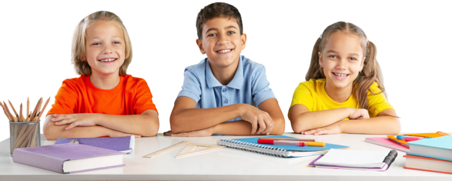 Group of children with face mask back at school after covid-19 and lockdown.