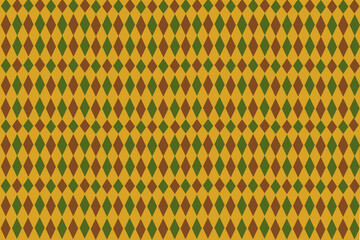 Green and brown diamond shape on yellow mustard background