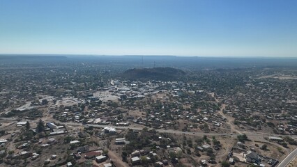 Aerial view of the Village of Serowe, Botswana, Africa