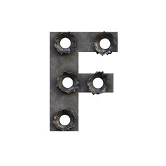 Bullet Holes in Iron 3D Alphabet or PNG Letters