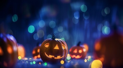 Generative AI of Halloween jack-o-lantern background