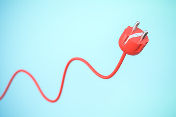 Inflation of energy prices concept. An electric cable with a plug layed out like a rising graph.