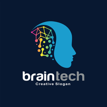 Vector brain logo with modern concept
