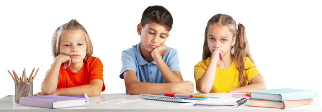 Concept of education. Elementary school child, ready to answer the teacher's questions in class. Smart little is sitting at a desk next to her classmate in the classroom.