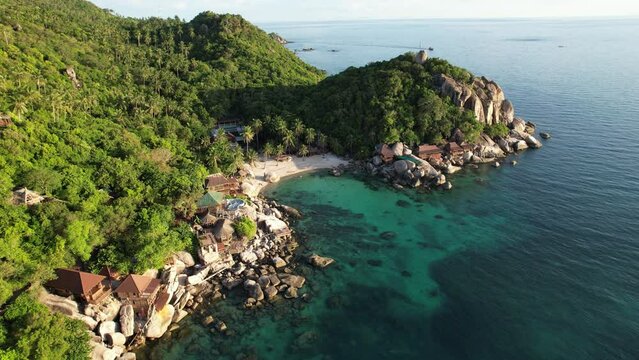 Aerial view of Jansom Bay in koh Tao, Thailand
