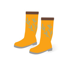 Rubber boots on a transparent background. Autumn elements