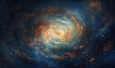  a spiral galaxy with stars in the background and a blue sky filled with stars.  generative ai