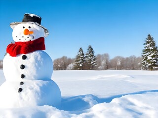 Obraz premium Cheerful Snowman in A Winter Wonderland