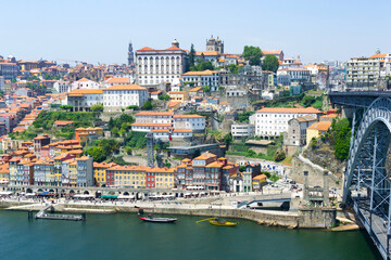 Obraz premium Porto famous historic city, Portugal. Architecture of old town. Travel to Ribeira and Douro river.