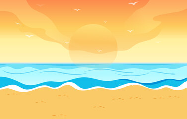 beach landscape summer sunset background