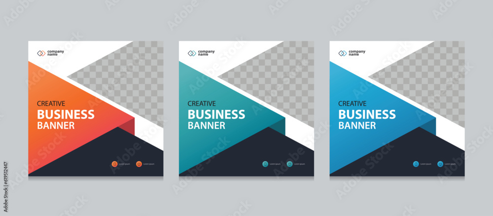 Poster set of editable square business web banner design template. background gradients color. suitable for