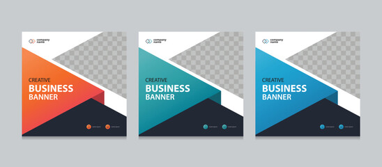 Set of Editable square business web banner design template. background gradients color. Suitable for social media post, instagram story and web ads. Vector illustration with Space to add pictures.