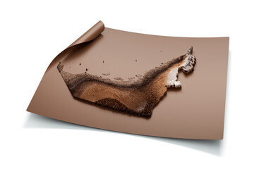 Map Of Dubai Old Style Brown On Unrolled Map Paper Sheet On White Background 3d illustration