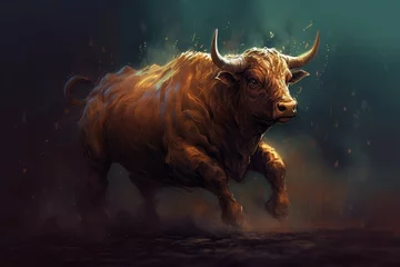 Selbstklebende Fototapeten Bull run animal. Generate Ai © nsit0108