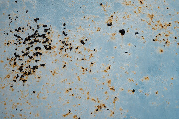 Blue painted rusted metal sheet grunge texture