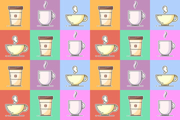 Coffee,tea colorful vector seamless pattern.