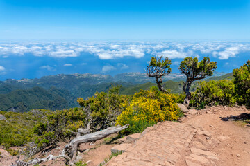 Scenic landscape on Pico Ruivo mountain in Madeira, Portugal