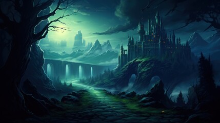 Mysterious and beautiful scenery with vegetation game art