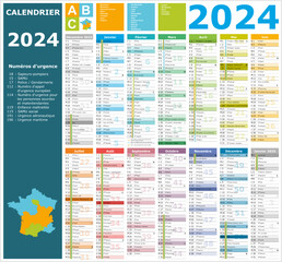 Fototapeta premium Calendrier 2024 14 mois ntièrement modifiable via calques et texte sans serif