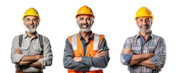 Three middle aged construction workers