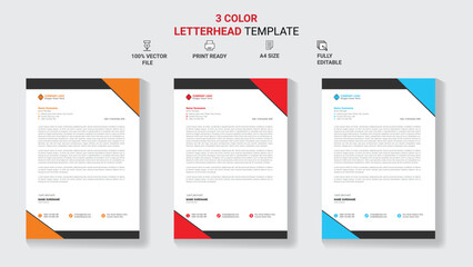 Unique Corporate Letterhead Template Design With Color Variation.