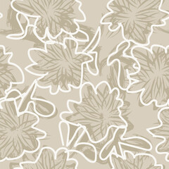 Neutral Colour Abstract Floral Seamless Pattern Design