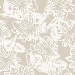 Neutral Colour Abstract Floral Seamless Pattern Design