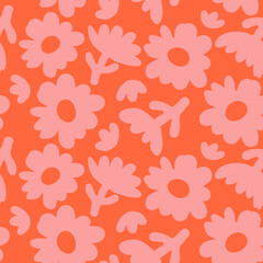 Hand drawn flowers, seamless patterns with floral for fabric, textiles, clothing, wrapping paper, cover, banner, interior decor, abstract backgrounds.