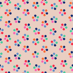 Geometry retro flowers seamless patterns for fabric, textiles, clothing, wrapping paper, cover, banner, interior decor, backgrounds.	