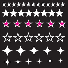 Stars of different shapes, a set of templates for greeting card, poster, vector illustration, background